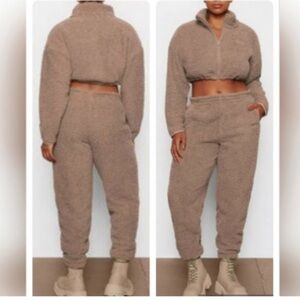 Skims brown Sherpa Teddy set L/XL